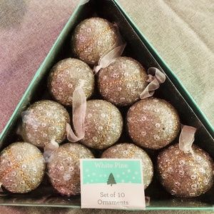 White Pine 10 Silver Xmas ornaments Set